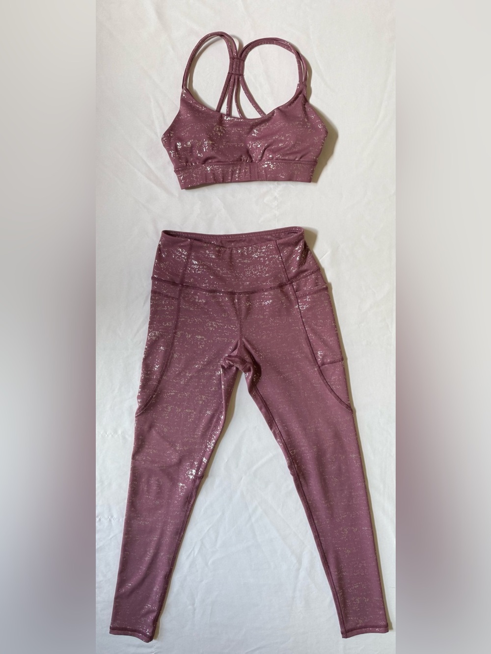 Forever 21 Shimmery Mauve Sports Bra & Legging Set-Small